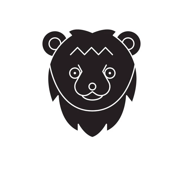 Bear head black vector concept icon. Bear head flat illustration, sign