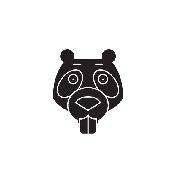 Beaver czarny ikona koncepcja wektor. Bóbr ilustracja płaskie, znak — Wektor stockowy