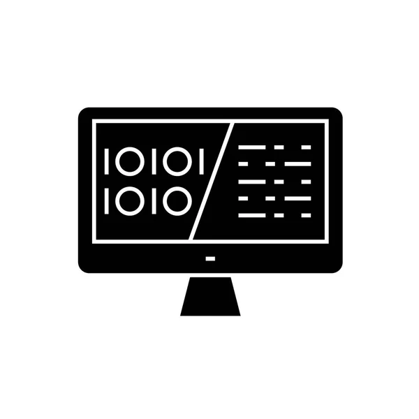 Binary code, data encryption black vector concept icon. Binary code, data encryption flat illustration, sign