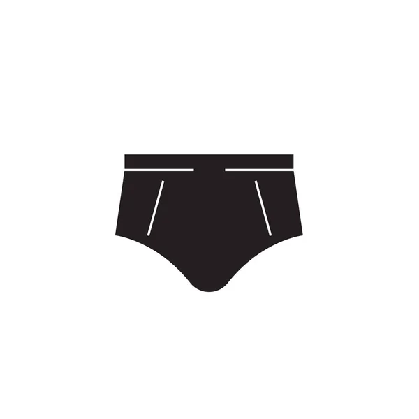 Brief underpants black vector concept icon. Brief underpants flat illustration, sign — Stock Vector
