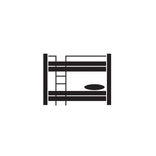 Cama de beliche vetor preto ícone conceito. Beliche cama plana ilustração, sinal — Vetor de Stock