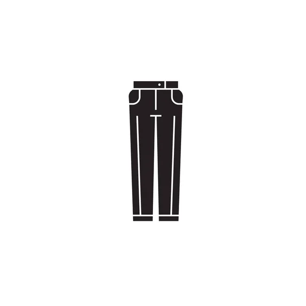 İş pantolon siyah vektör kavramı simge. İş pantolon düz illüstrasyon, işareti — Stok Vektör