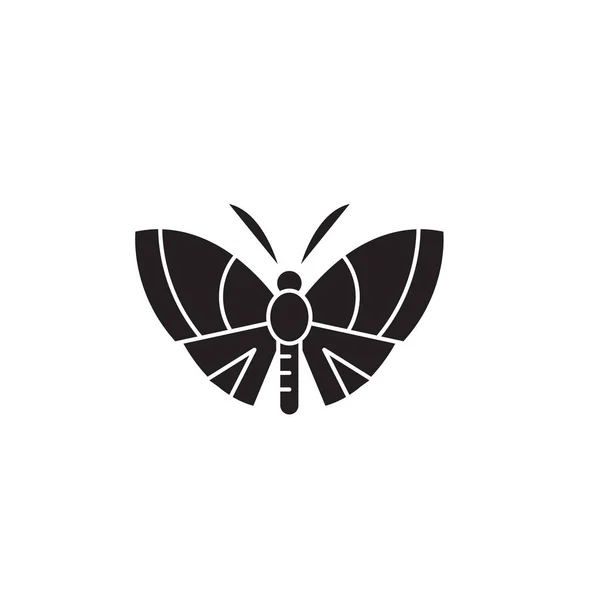 Icona del concetto di vettore nero farfalla. Farfalla piatto illustrazione, segno — Vettoriale Stock