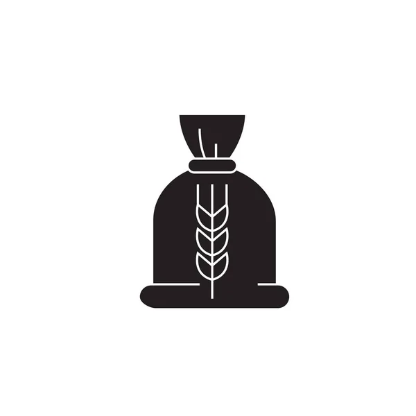 Ceral Bag schwarzes Vektor-Konzept-Symbol. Getreidebeutel flache Abbildung, Schild — Stockvektor