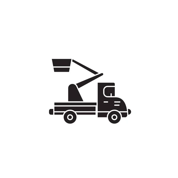 Cerisier cueilleur noir vecteur concept icône. Cherry picker illustration plate, signe — Image vectorielle