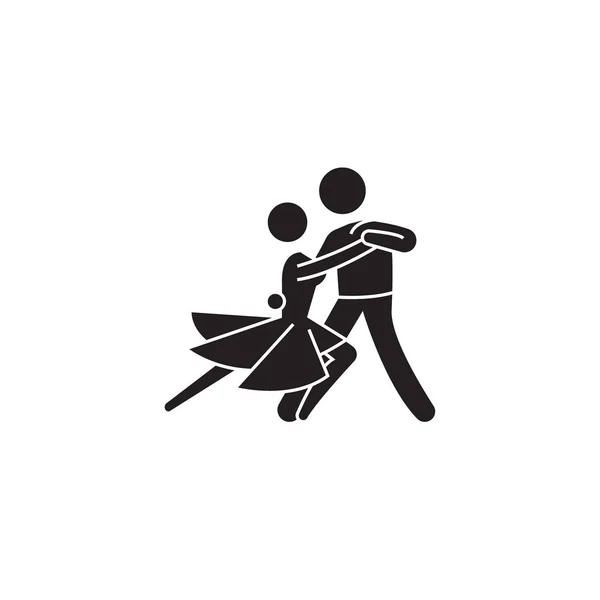 Символ черного вектора классического танца. Классическая танцевальная плоская иллюстрация, знак — стоковый вектор