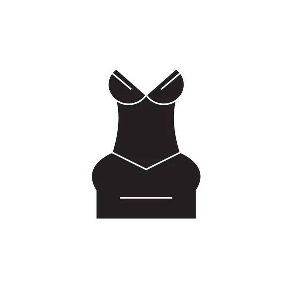 Коктейльна сукня чорний вектор концепції значок. Сукня з коктейлем плоска ілюстрація, знак — стоковий вектор