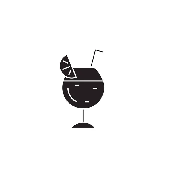 Cocktail vidro vetor preto conceito ícone. Cocktail vidro plana ilustração, sinal —  Vetores de Stock