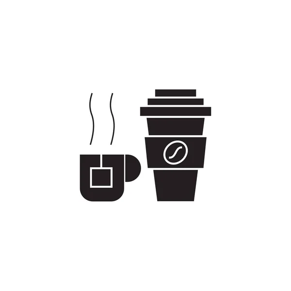 Filiżanka do kawy, herbaty kubek czarny wektor koncepcja ikona. Filiżanka do kawy, herbata ilustracja płaskie cup, znak — Wektor stockowy