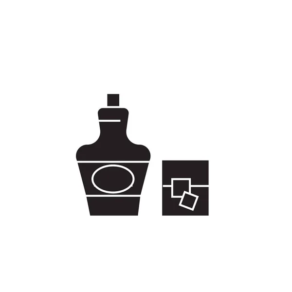 Koňak, brandy černá vektor koncept ikonu. Koňak, brandy plochý obrázek, znamení — Stockový vektor