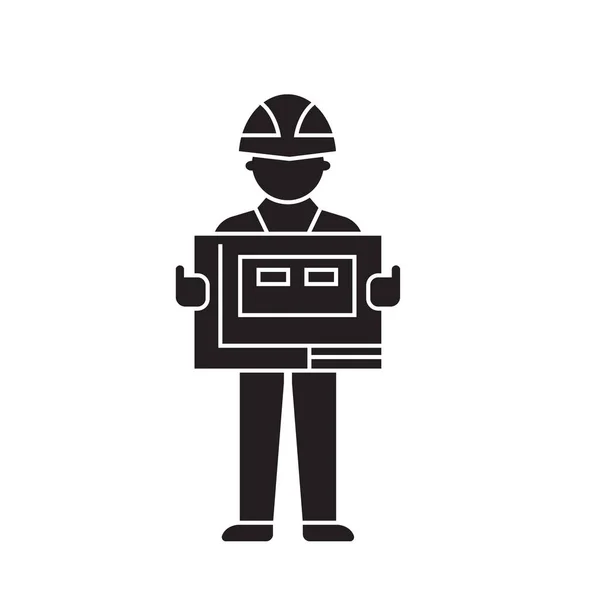 Contractor black vector concept icon. Contractor flat illustration, sign — Stock Vector