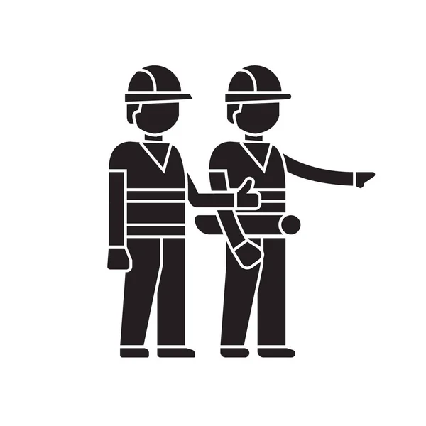 Contractors meeting black vector concept icon. Contractors meeting flat illustration, sign — Stock Vector