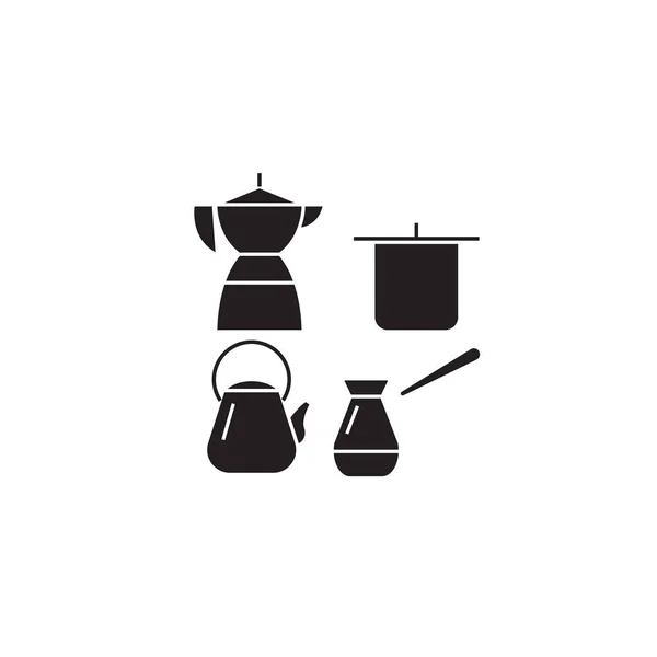 Utensílios de cozinha vetor preto ícone conceito. Utensílios de cozinha ilustração plana, sinal —  Vetores de Stock