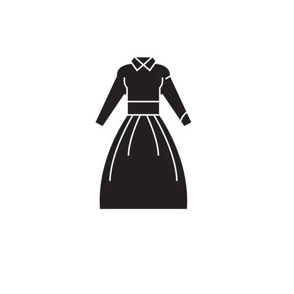 Country Dress schwarzes Vektor-Konzept-Symbol. Land Kleid flache Abbildung, Zeichen — Stockvektor