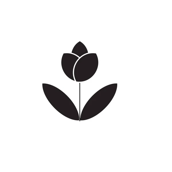 Jolie fleur vectoriel noir icône concept. Jolie fleur illustration plate, signe — Image vectorielle