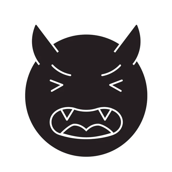Devil emoji black vector concept icon. Devil emoji flat illustration, sign — Stock Vector