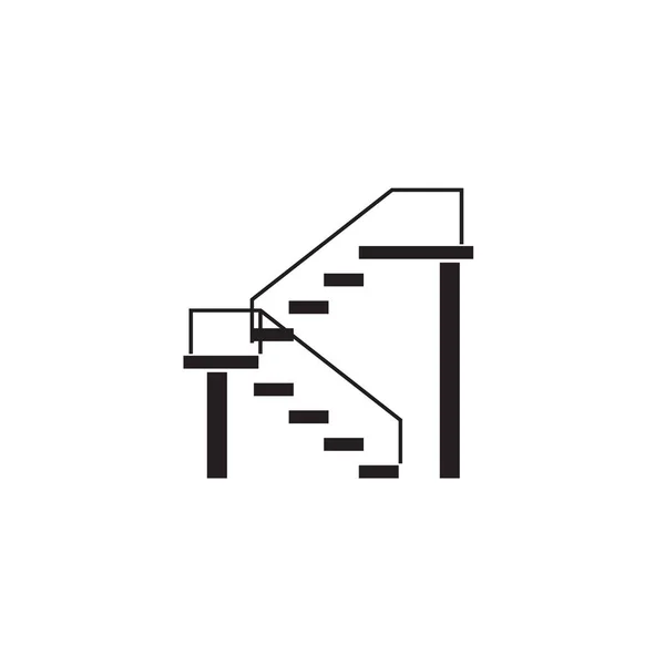 Double stairs black vector concept icon. Double stairs flat illustration, sign — Stock Vector
