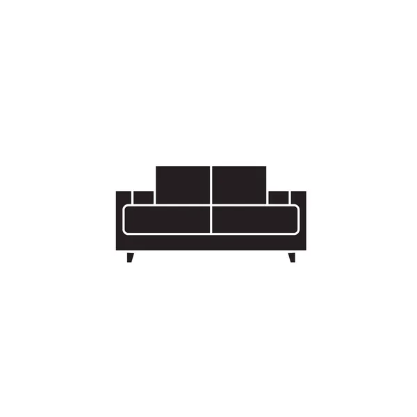 Icono de concepto de vector negro reclinable dual. Ilustración plana reclinable doble, signo — Vector de stock