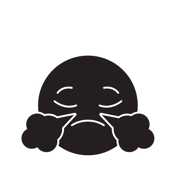 Emoji med steam emoji svart vektor koncept-ikonen. Emoji med ånga emoji platt illustration, sign — Stock vektor