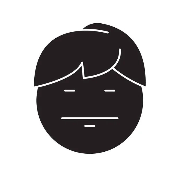Emo emoji zwarte vector concept pictogram. Emo emoji platte illustratie, teken — Stockvector