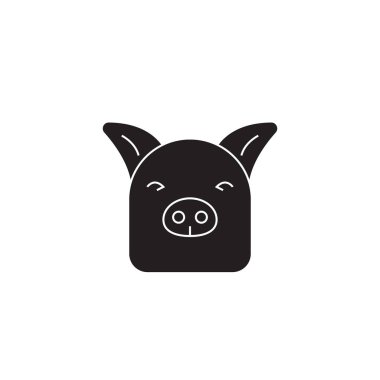 Çiftlik domuz siyah vektör kavramı simge. Çiftlik domuz düz illüstrasyon, işareti