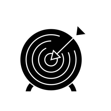 Hedef hedef siyah vektör kavramı simge. Hedef hedef düz illüstrasyon, işareti