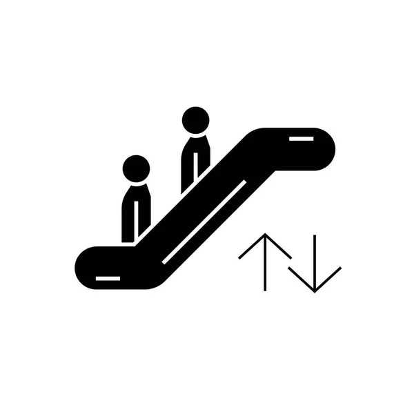 Escalator black vector concept icon. Escalator flat illustration, sign — Stock Vector