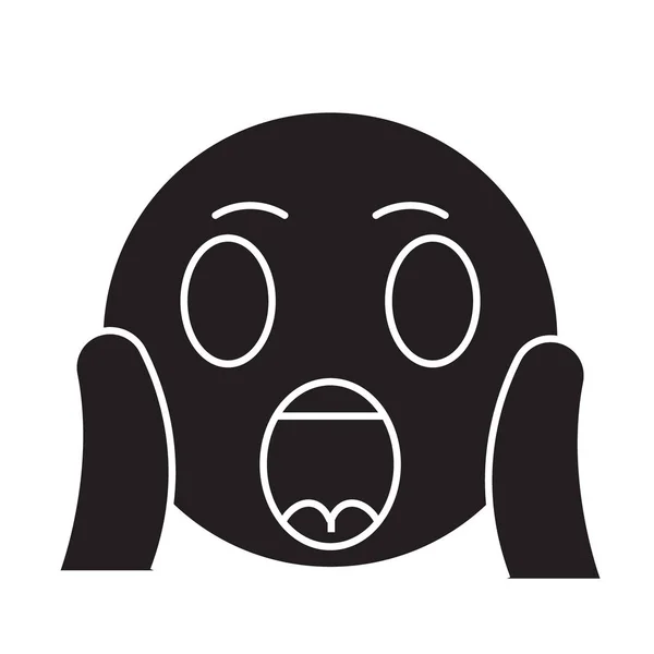 Cara gritando emoji vetor preto conceito ícone. Rosto gritando emoji plana ilustração, sinal —  Vetores de Stock