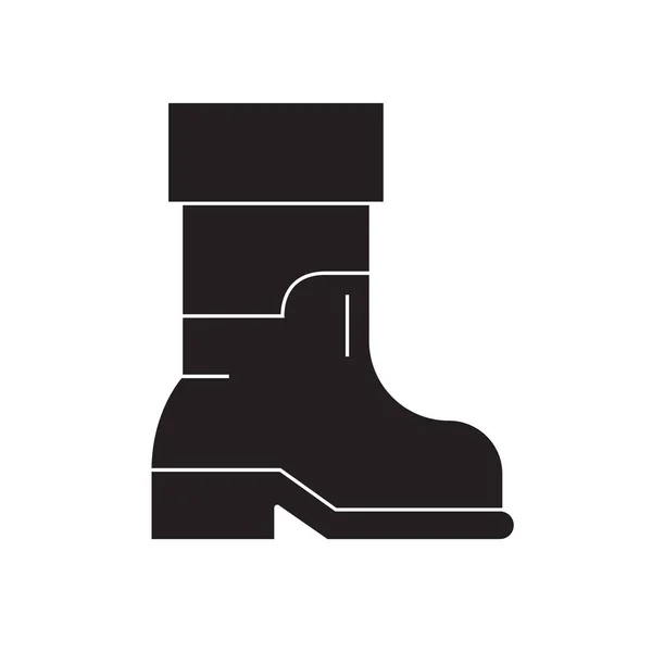 Farmer botas icono concepto vector negro. Botas de agricultor ilustración plana, signo — Archivo Imágenes Vectoriales