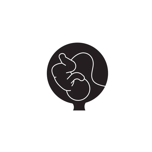 Desarrollo fetal icono de concepto de vector negro. Desarrollo fetal ilustración plana, signo — Vector de stock