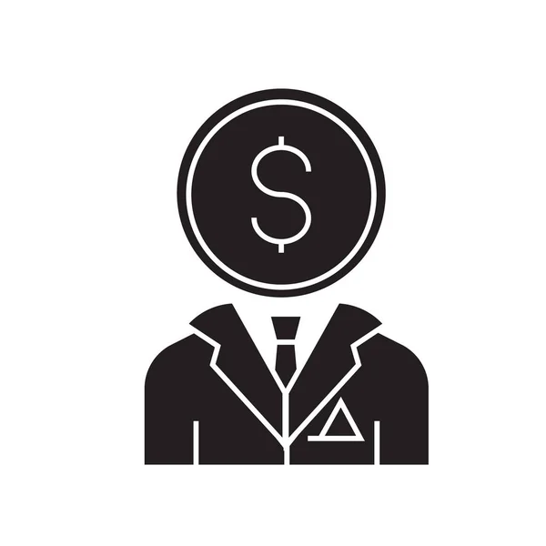 Consultant financier icône concept vectoriel noir. Consultant financier illustration plate, signe — Image vectorielle