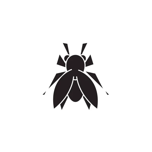 Icona del concetto di vettore nero del mosca. Vola illustrazione piatta, segno — Vettoriale Stock