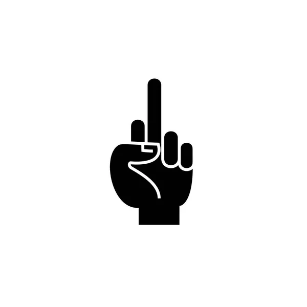 Fuck you hand black vector concept icon. Fuck you hand flat illustration, sign — Stock Vector