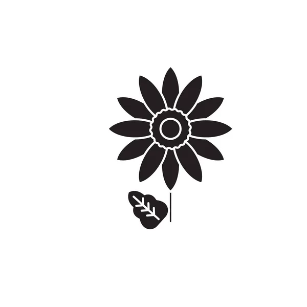 Icône concept vectoriel noir Gerbera. Gerbera illustration plate, signe — Image vectorielle