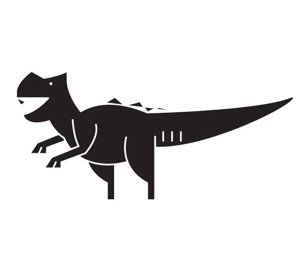 Giganotosaurus zwarte vector concept pictogram. Giganotosaurus platte illustratie, teken — Stockvector