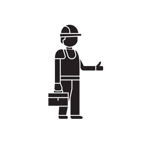 Good construction work black vector concept icon. Good construction work flat illustration, sign — Stock Vector