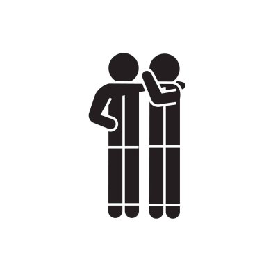 Dedikodu siyah vektör kavramı simge. Dedikodu düz illüstrasyon işareti