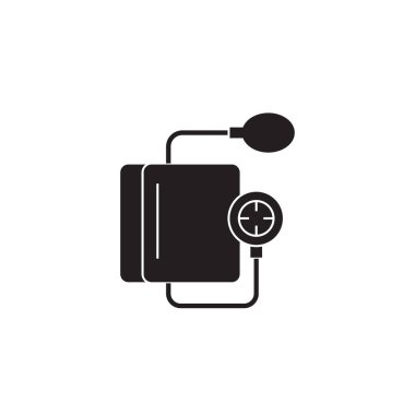 Nabız ölçüm siyah vektör kavramı simge. Nabız ölçüm düz illüstrasyon, işareti