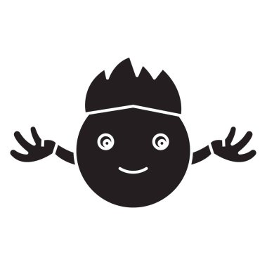 Hippi emoji siyah vektör kavramı simge. Hippi emoji düz illüstrasyon, işareti