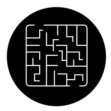 Labirent siyah vektör kavramı simge. Labirent düz illüstrasyon işareti