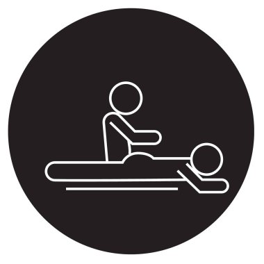 Spa terapi siyah vektör kavramı simge masaj. Masaj spa terapi düz illüstrasyon, işareti