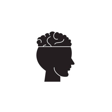 Migren siyah vektör kavramı simge. Migren düz illüstrasyon işareti