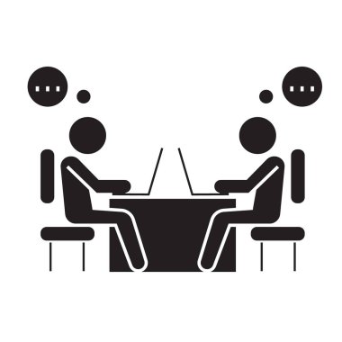 Ofis arkadaşları siyah vektör kavramı simge. Ofis arkadaşları düz illüstrasyon, işaret, sembol