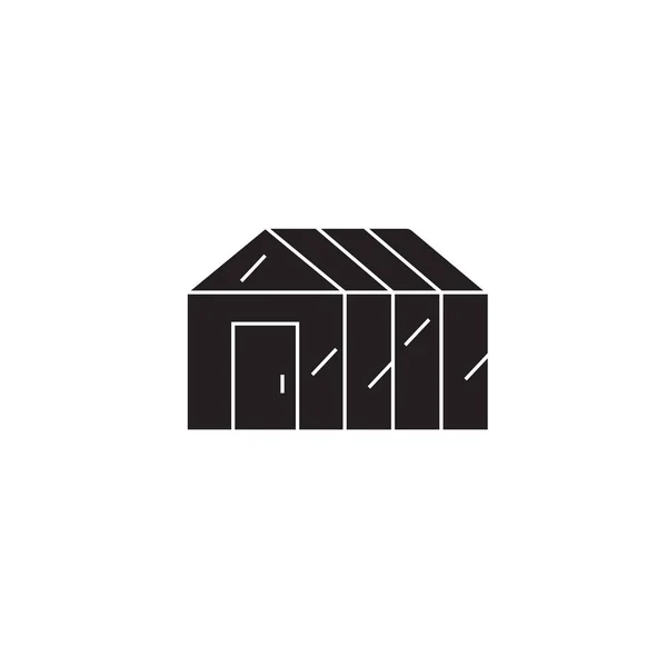 Icono de concepto de vector negro de casa verde. Ilustración plana casa verde, signo — Vector de stock