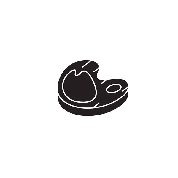 Bife grelhado vetor preto ícone conceito. Bife grelhado ilustração plana, sinal —  Vetores de Stock