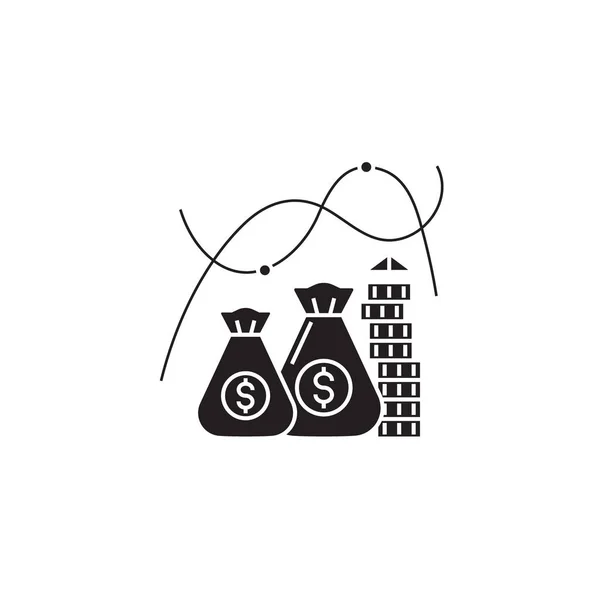 Creciente icono concepto de vector negro de dinero. Crecimiento de dinero ilustración plana, signo — Vector de stock