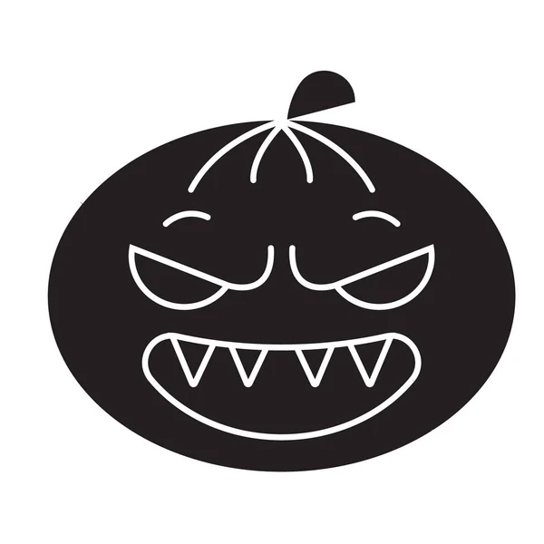 Halloween emoji black vector concept icon. Halloween emoji flat illustration, sign — Stock Vector