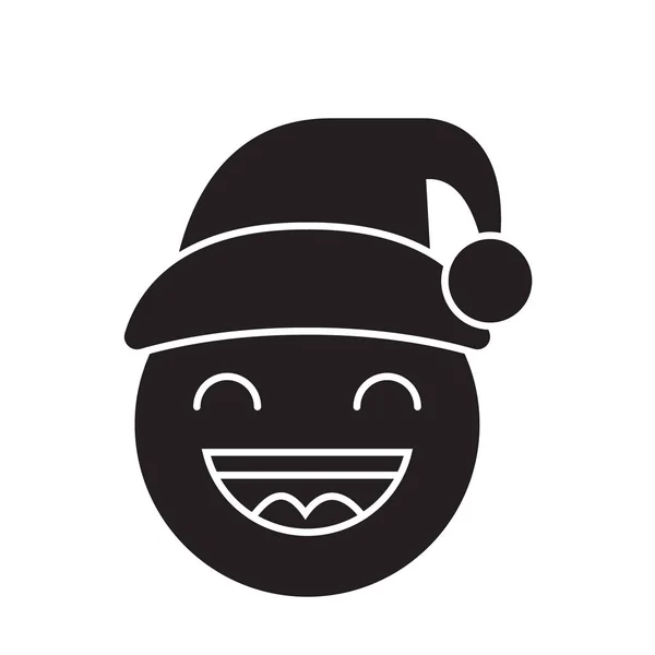 Feliz año nuevo icono de concepto de vector negro emoji. Feliz año nuevo emoji ilustración plana, signo — Vector de stock