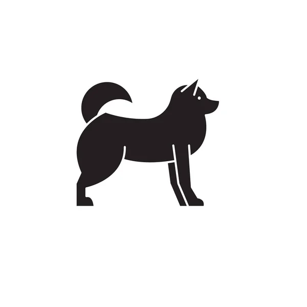 Husky vetor preto ícone conceito. Husky plana ilustração, sinal — Vetor de Stock