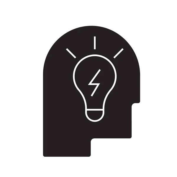 Idea in head black vector concept icon. Idea in head flat illustration, sign — Stock Vector